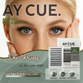 AYCUE #SHE THRIVES# Self-adhesive Lash Clusters C Curl 10-16mm 120 Clusters Glue-free Eyelashes Extensions for Natural Look Easy Application